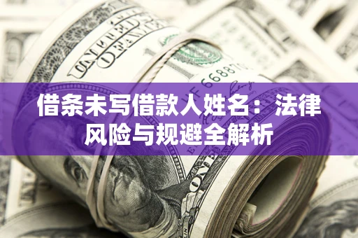 武汉借条未写借款人姓名：法律风险与规避全解析